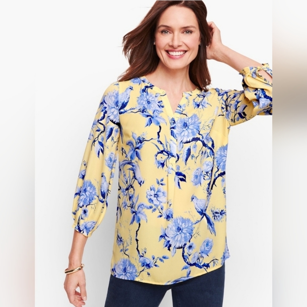 NWOT Talbots Toile Pop Over Blouse - Size X
